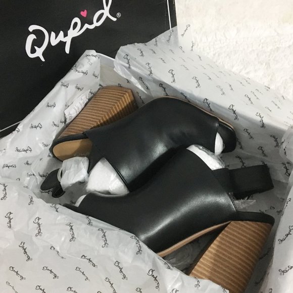 NEW | Qupid | Black Peep Hole Heels Size 7.5 - Picture 3 of 6